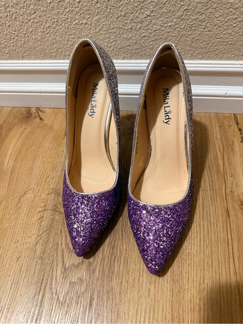 Glitter Ombre Stiletto Pumps in Purple and Silver - Picture 5 of 9